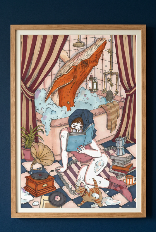 Affiche Whale d’Ana Jarén encadrée comme illustration murale inspirée de l’océan