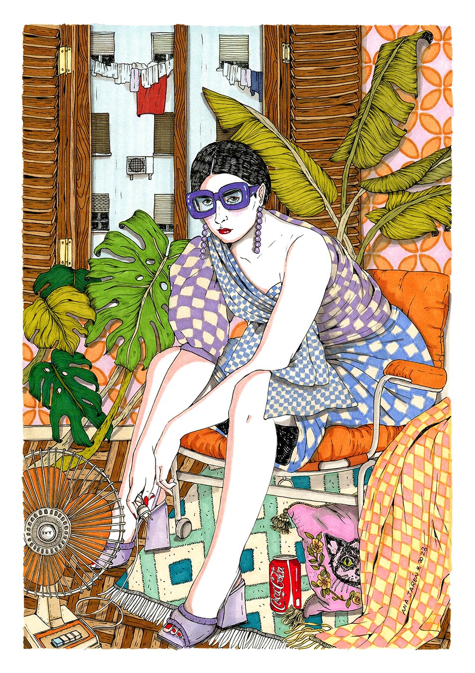 Retrato ilustrado de la Chiquita Piconera, inspirado en una figura icónica de la cultura española, lámina de Ana Jarén