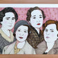 María Goyri, María Zambrano, Maruja Mallo et Victorina Durán réunies dans un portrait à quatre figures, œuvre originale d’Ana Jarén.