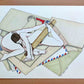 Des femmes du Cercle saphique lisent et se reposent ensemble sur un grand coussin fleuri, œuvre originale d’Ana Jarén.