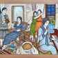 Des femmes lisent, cousent, jouent du piano et discutent à la Residencia de Señoritas de Madrid, œuvre originale d’Ana Jarén.
