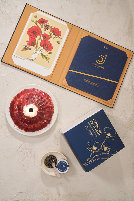 Pack "Amapolas", jamón Cinco Jotas y caviar Riofrío