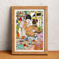 A couple share a quiet breakfast at home, surrounded by small details that turn an everyday routine into something special, illustrated print by Ana Jarén