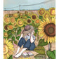 Sonnenblumen mit großen gelben Blüten und grünen Blättern, Kunstdruck von Ana Jarén