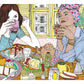 Dos amigas comparten un momento tranquilo y cercano, disfrutando de una conversación y de la compañía mutua en una escena que celebra la confianza y la amistad, lámina XL ilustrada de Ana Jarén