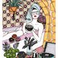 An unexpected scene mixes a relaxing bath with a bowl of cereal, turning an everyday moment into something playful and slightly absurd, XL illustrated print by Ana Jarén