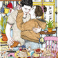 A couple share a quiet breakfast at home, surrounded by small details that turn an everyday routine into something special, illustrated print by Ana Jarén