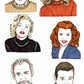 Grille de huit portraits d’acteurs et actrices hollywoodiens de différentes générations, œuvre originale d’Ana Jarén.