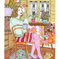 A scene devoted to being alone and enjoying your own company, with no plans and no hurry, finding pleasure in small personal rituals, XL illustrated print by Ana Jarén